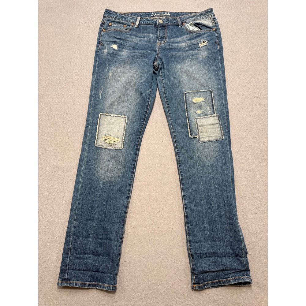 Aeropostale Jeans Women's 12 Blue Denim Bayla Skinny Fit Medium Wash Distressed